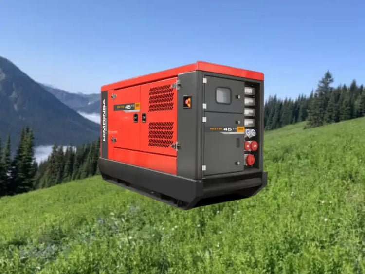 red and grey himoinsa generator on a mountain slope