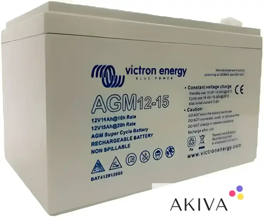 Victron Energy 12V 15Ah AGM Super Cycle Batt with Faston-tab 6.3x0.8mm for reliable power