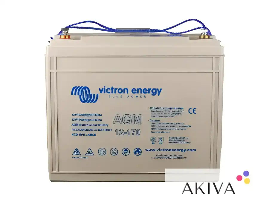 Victron Energy 12V 170Ah AGM Super Cycle Batt displayed in an informative setting