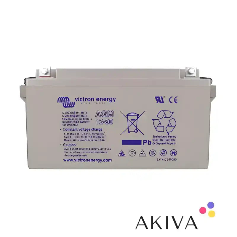 Victron Energy AGM 12-90 battery - 12V 90Ah AGM deep cycle battery for reliable power