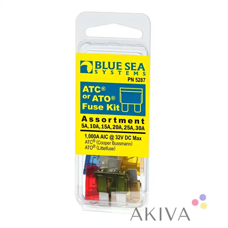 Blue Sea Systems ATO ATC fuse kit with assorted fuses in clear packaging
