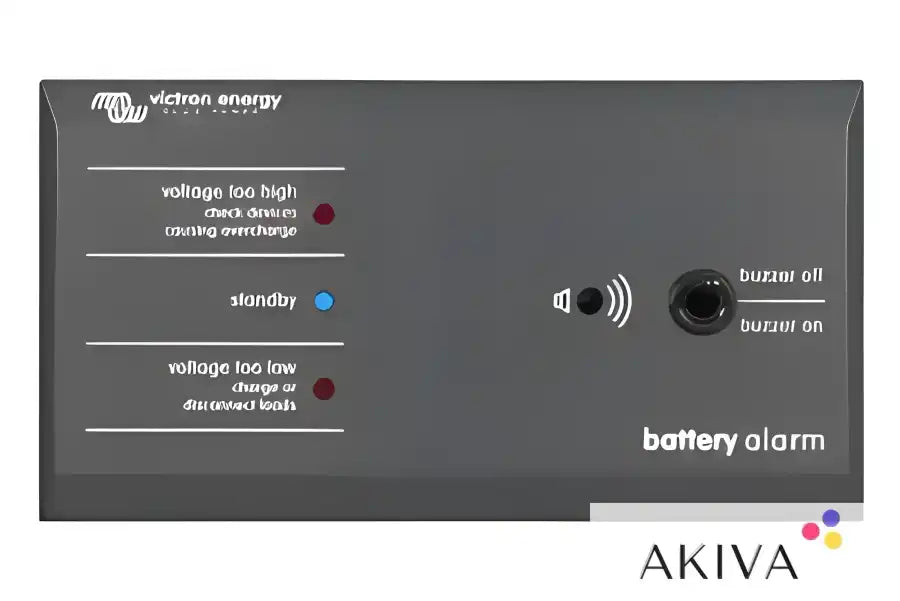 Gray Battery Alarm GX Retail panel with indicator lights and buzzer for off-grid power solutions