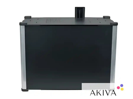 Black battery box with silver trim and top vent for off-grid power solutions