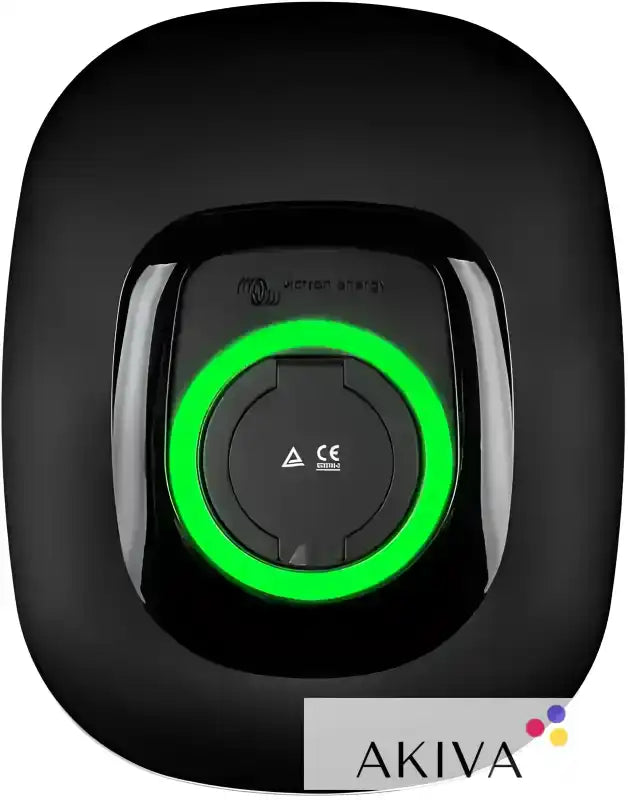 Black electric vehicle charger with green ring for Charging Station by Victron Energy