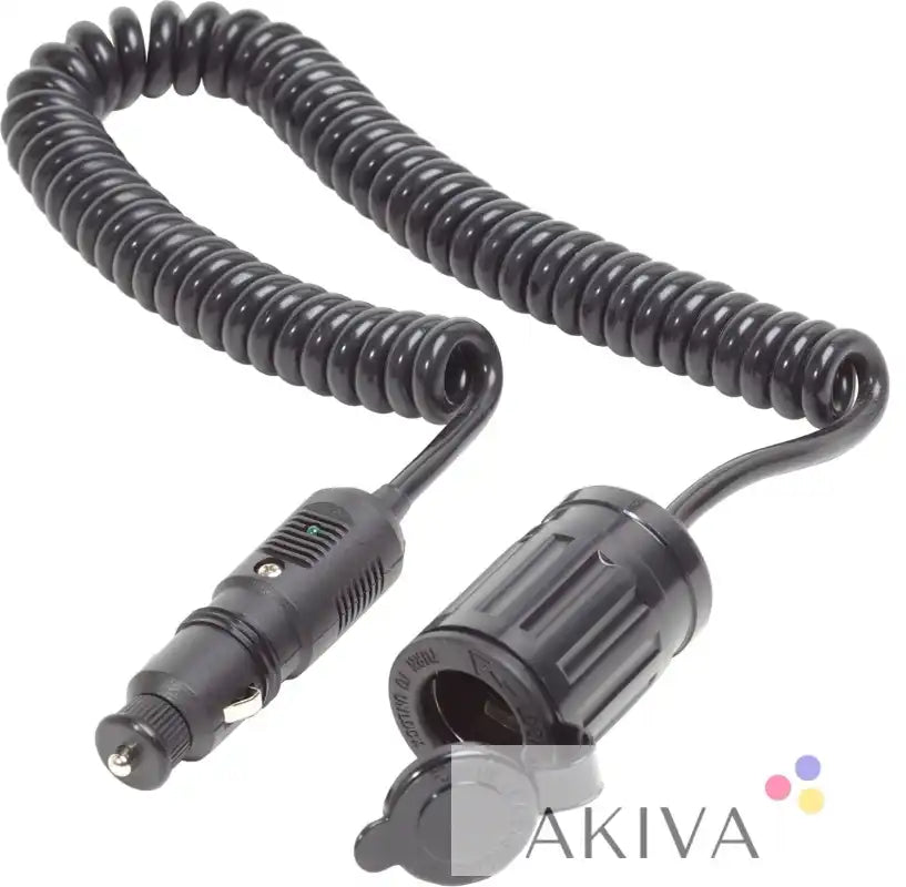 Black coiled car charger extension for Blue Sea Systems BSS 12VDC Plug with single socket