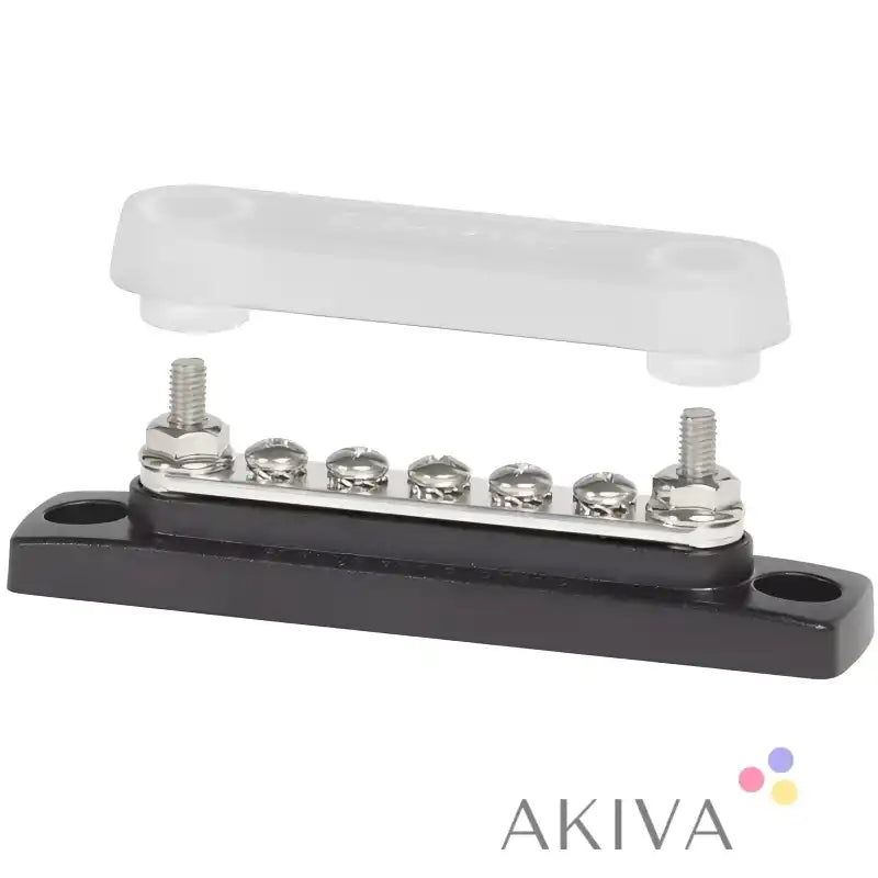 Black and silver terminal block with clear cover for Blue Sea Systems bus bar