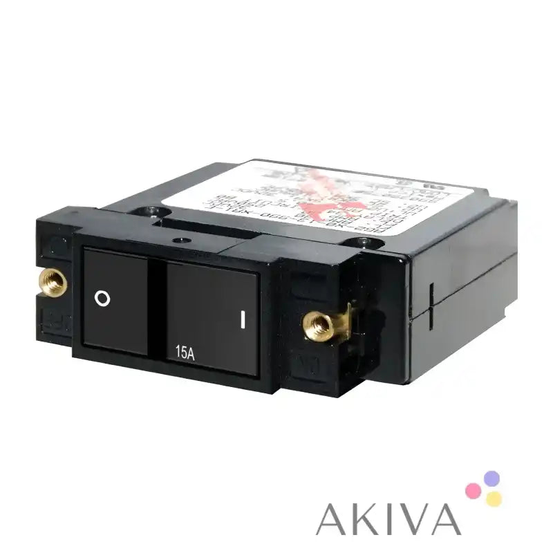 Black 15A Flat Rocker Circuit Breaker by Blue Sea Systems for Sea Systems applications