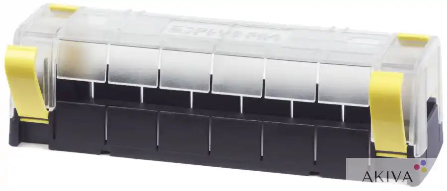 Blue Sea Systems clear plastic storage box with yellow latches