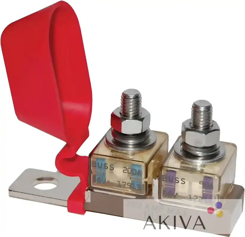 Blue Sea Systems BSS fuse block with red cover for high-current electrical connections