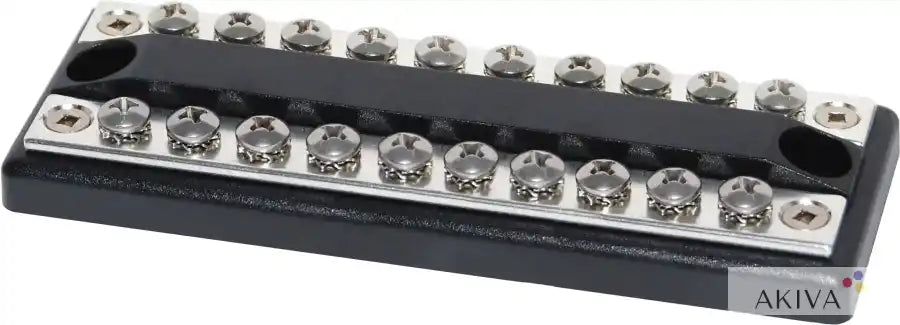 Black and silver electrical terminal block from Blue Sea Systems for multiple circuits