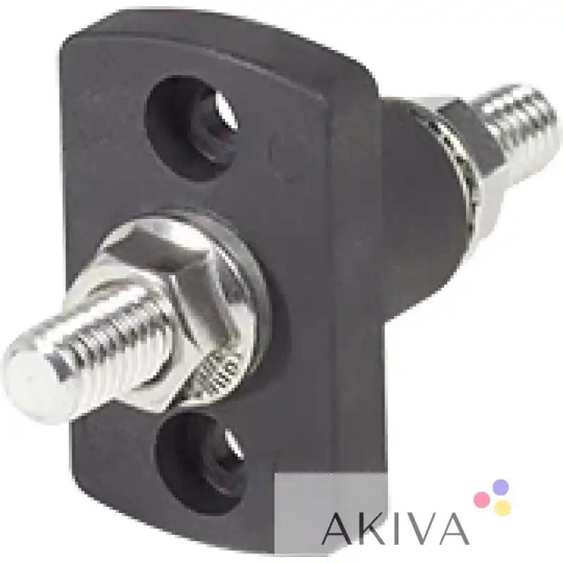 Blue Sea Systems black plastic bracket with silver 3/8-16 threaded rod and nut