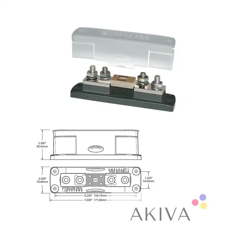 Blue Sea Systems ANL fuse block with dimensions for 325–750A electrical protection