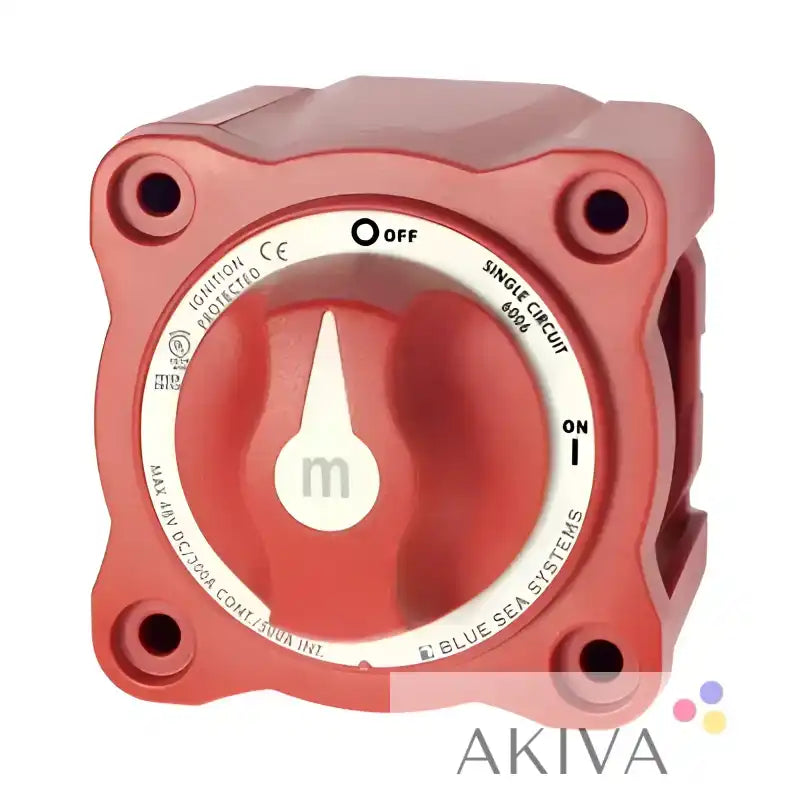 Red marine battery switch on Blue Sea Systems M-Series 48V On/Off Battery Switch