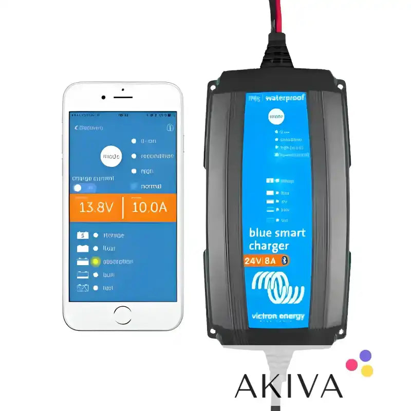 Blue Smart IP65 Charger with smartphone interface for efficient battery charging