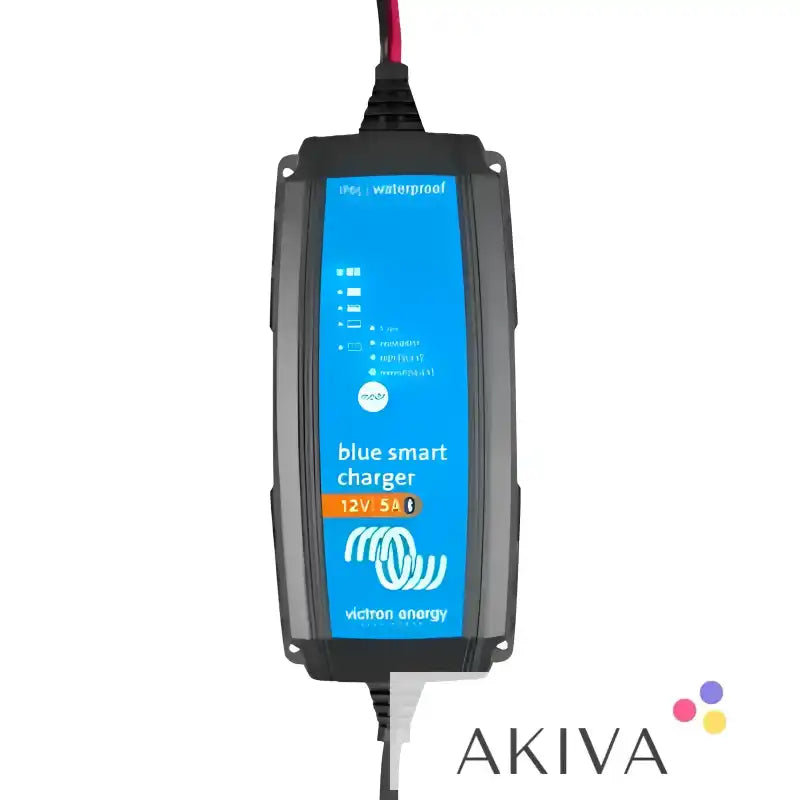 Blue Smart IP65s Charger 12/4 in blue and gray, featuring waterproof design