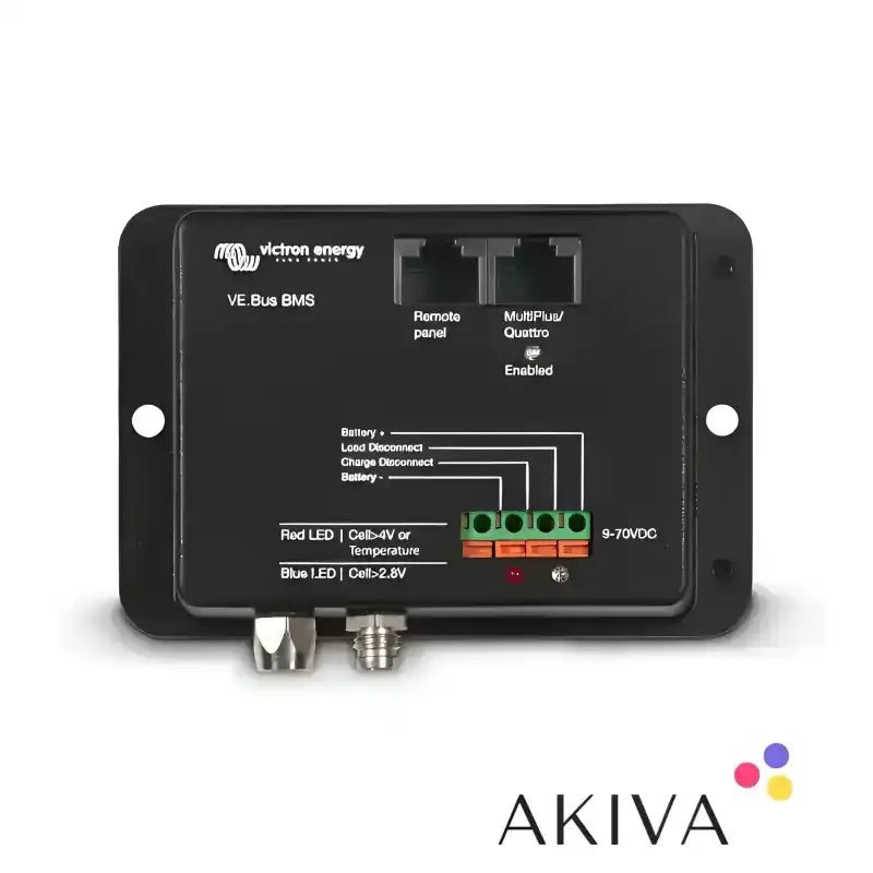 Black VE.Bus BMS device with ports and LED indicators for Blue Smart IP65s Charger
