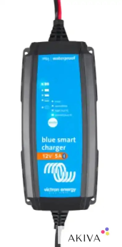 Blue Smart IP65s Charger in blue and gray, designed for waterproof battery charging