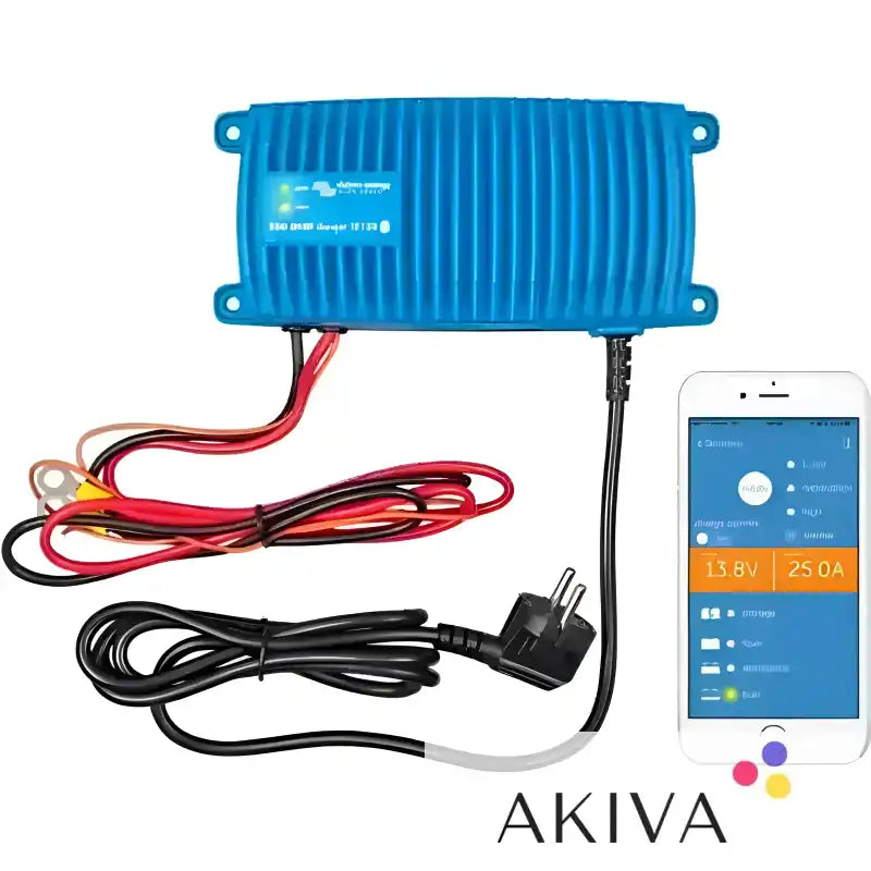 Blue Smart IP67 Charger 12/7 with power cord and battery leads for 230V CEE use