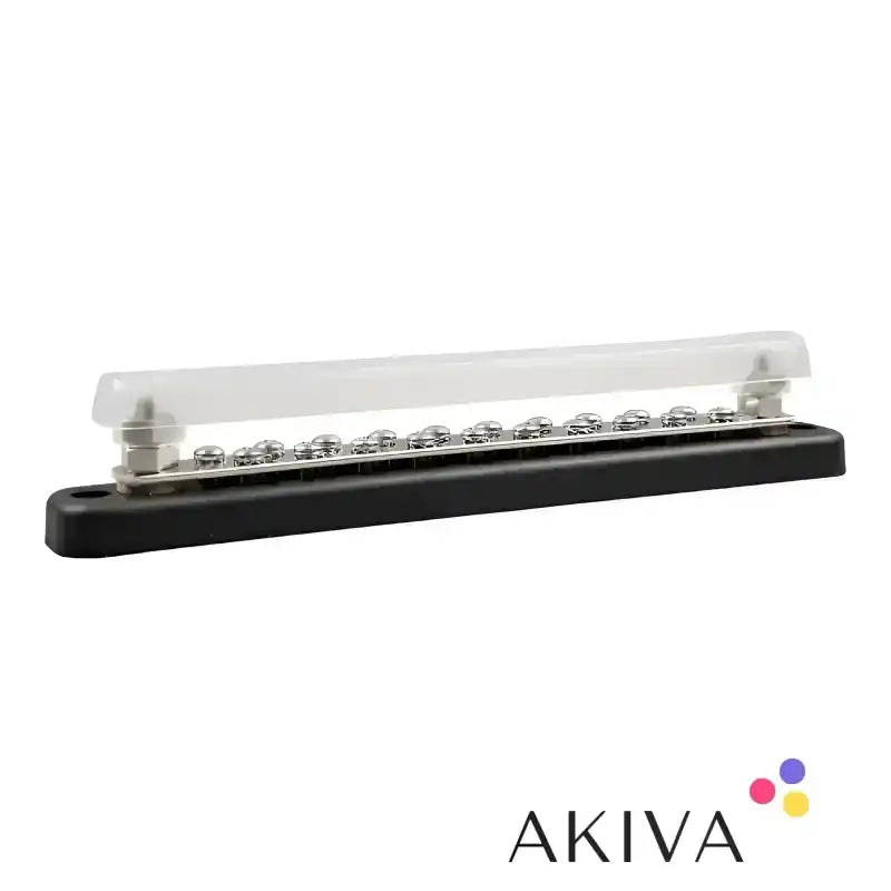 Black and silver terminal block with clear cover for Busbar 150A 2P with screws +cover