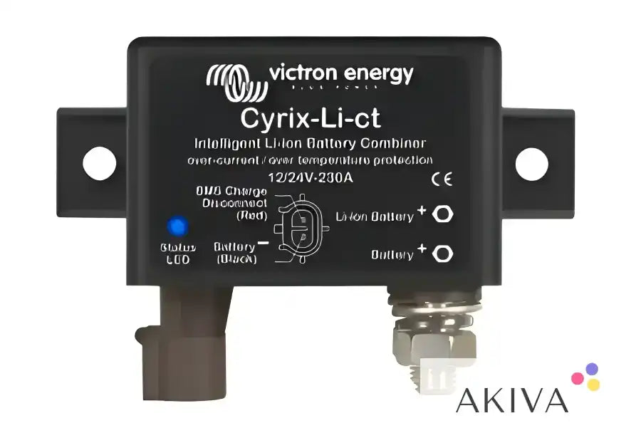Black Cyrix-Li-ct Intelligent Li-Ion Battery Combiner for 24V-230A Applications
