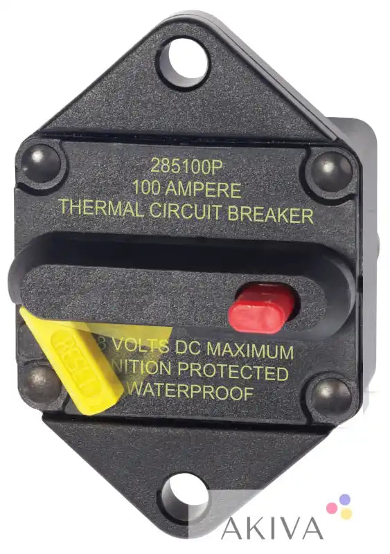 Blue Sea Systems 100A black diamond thermal circuit breaker with red button