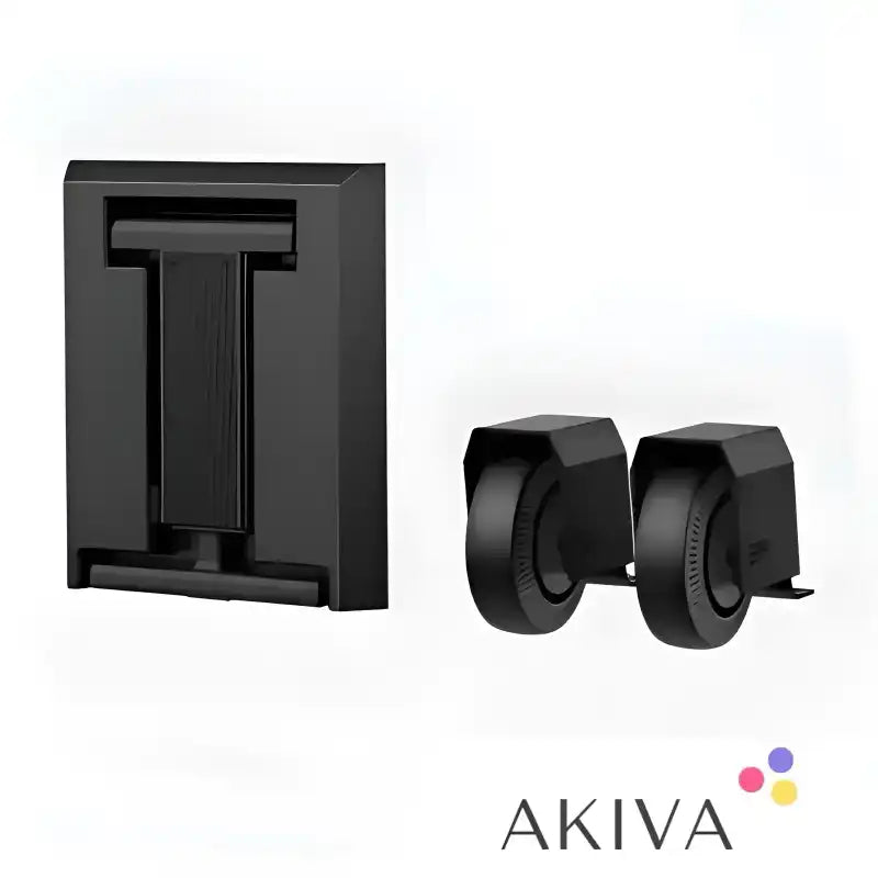 Black phone stand and wheels for EcoFlow Glacier, enhancing portability with Glacier Wheels