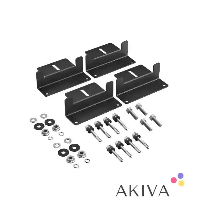 Black metal mounting brackets and hardware for EcoFlow rigid solar panel installation