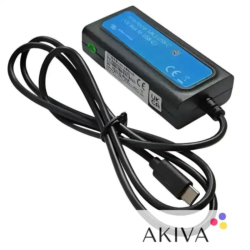 Black Interface MK3-USB-C adapter with USB-C cable for off-grid power solutions