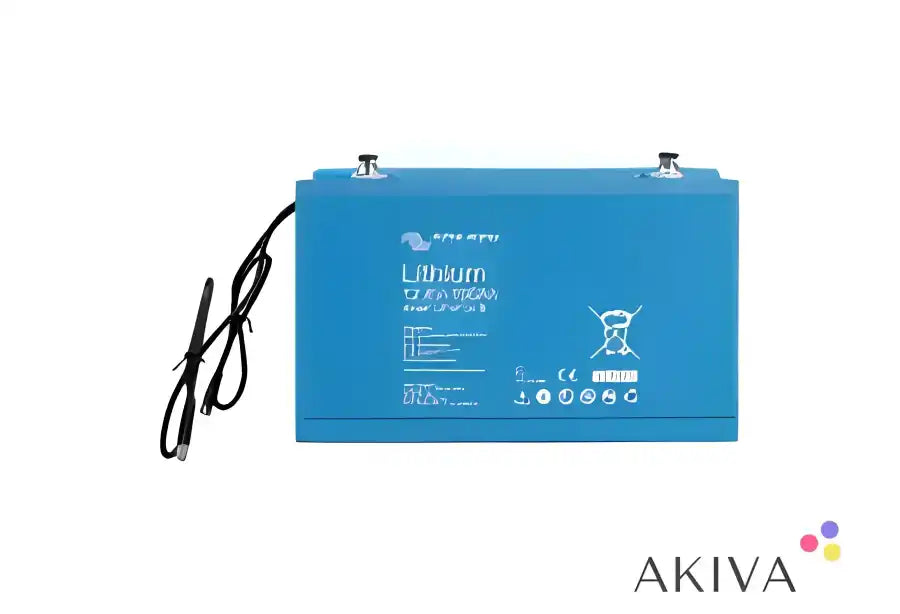 Blue LiFePO4 battery 12.8V/50Ah Smart with wires, ideal for off-grid power solutions