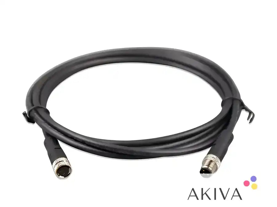 Black cable with M8 circular connector male and female, 3 pole cable, 3m, bag of 2