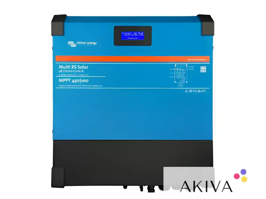 Blue and black Multi RS Solar 48/6000/100-450/100 inverter for off-grid power solutions