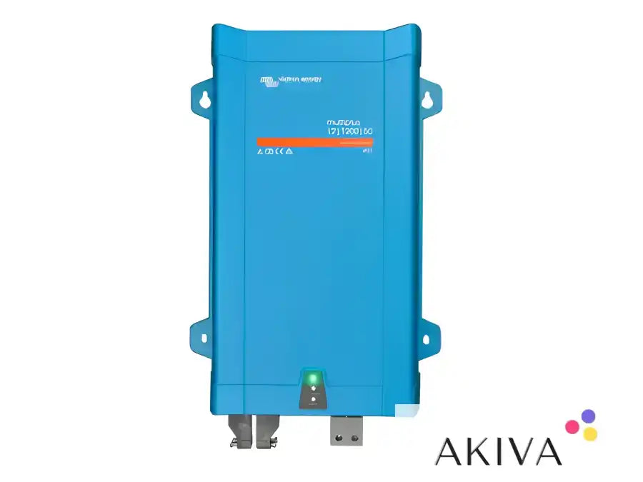 Blue power inverter with mounting brackets for MultiPlus 50-16 230V off-grid power solutions