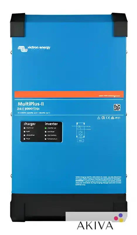 Blue and black MultiPlus-II 24/3000/70-50 2x120V inverter/charger for off-grid power solutions