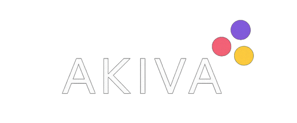 akiva tech white logo with coloured dots