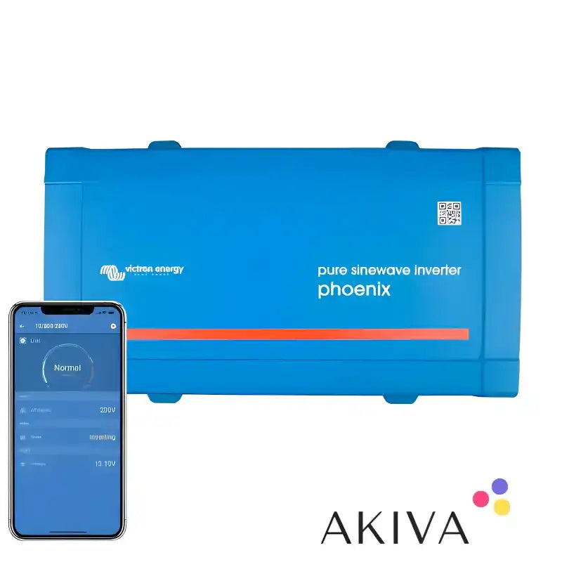 Blue Phoenix Inverter 12/1200 with smartphone status display for off-grid power solutions
