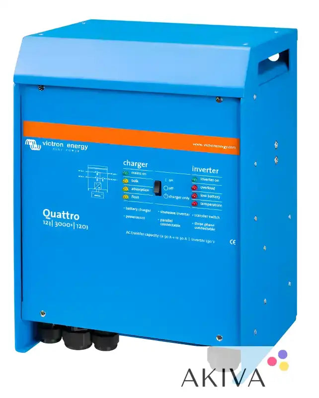 Blue Victron Quattro Inverter Charger in Phoenix Inverter 24/3000 for Off-Grid Power Solutions
