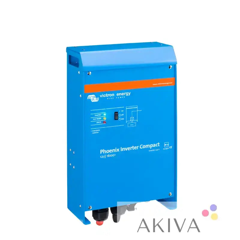 Blue victron energy phoenix inverter compact 12/160a with orange branding strip and control panel for 230V VE.Bus systems
