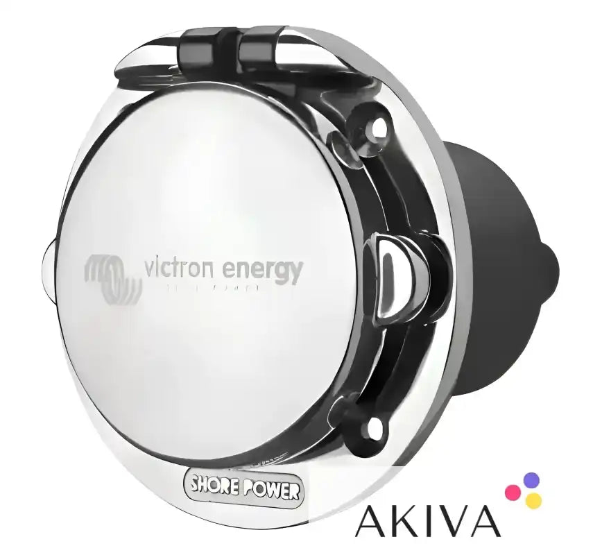 Round chrome-plated Power Inlet stainless with cover 16A 250Vac for reliable connectivity
