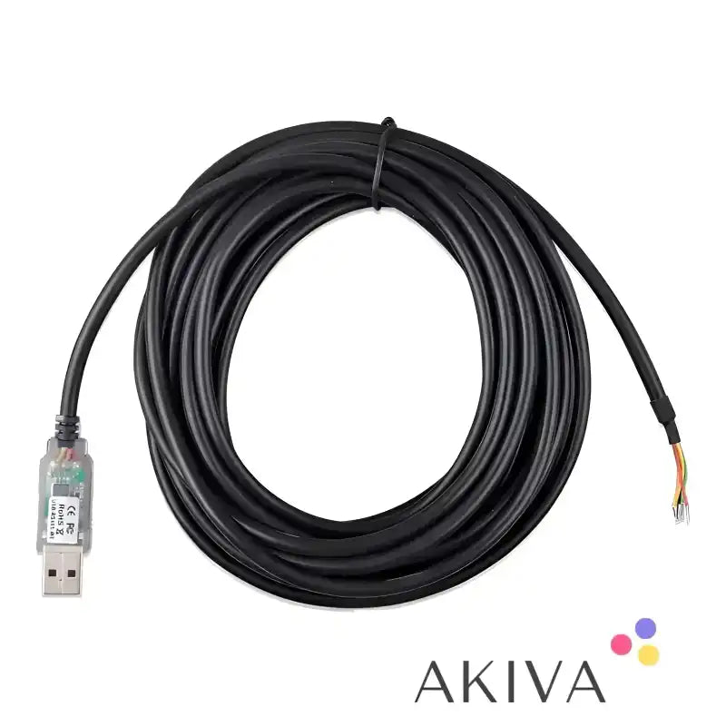 Black USB to Serial cable for RS485 to USB interface, ideal for Off-Grid Power Solutions