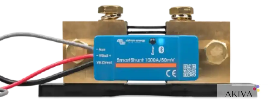 Blue SmartShunt 2000A/50mV IP65 with attached wires for precise energy monitoring