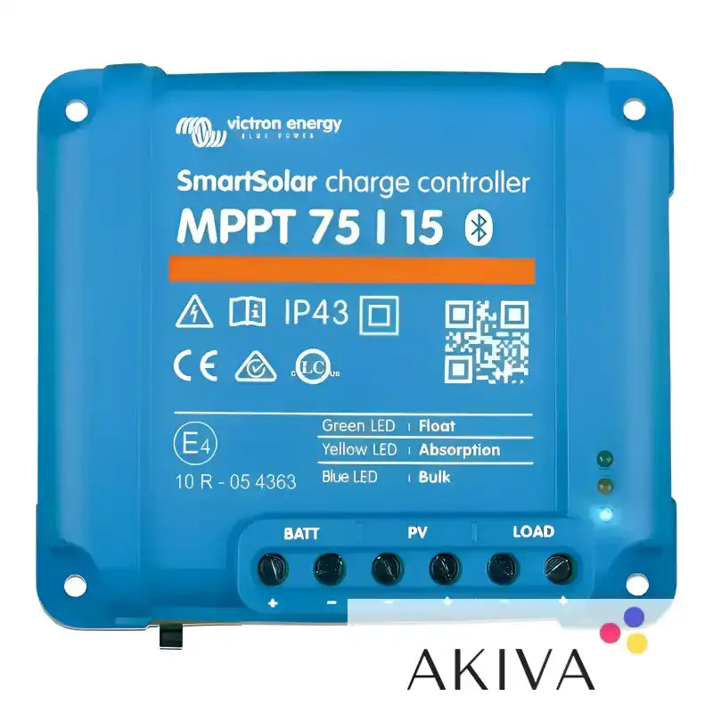 Blue SmartSolar charge controller featured in SmartSolar MPPT 75/15 for off-grid power solutions