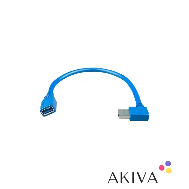 Blue USB 3.0 extension cable 0.3m with right angle for efficient connectivity