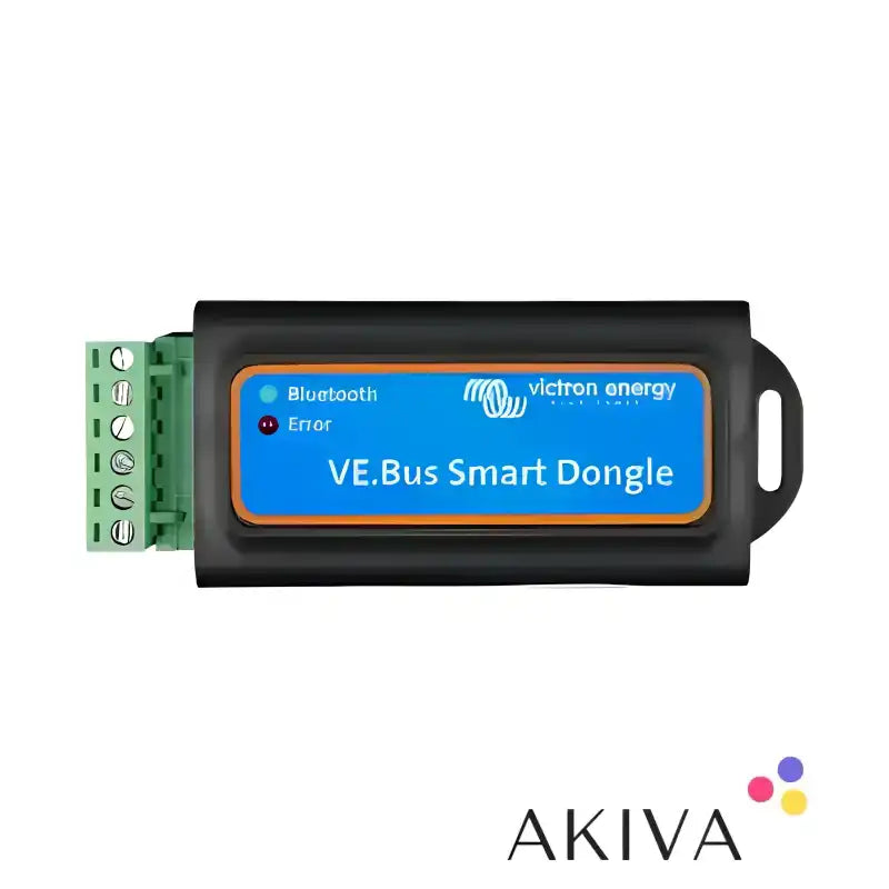 Black VE.Bus Smart Dongle with green terminal block for enhanced smart dongle connectivity
