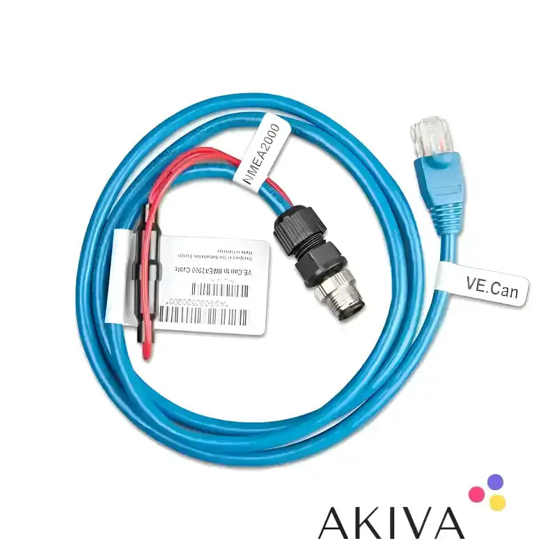 Blue NMEA2000 cable with connectors for VE.Can to NMEA2000 Micro-C male interface
