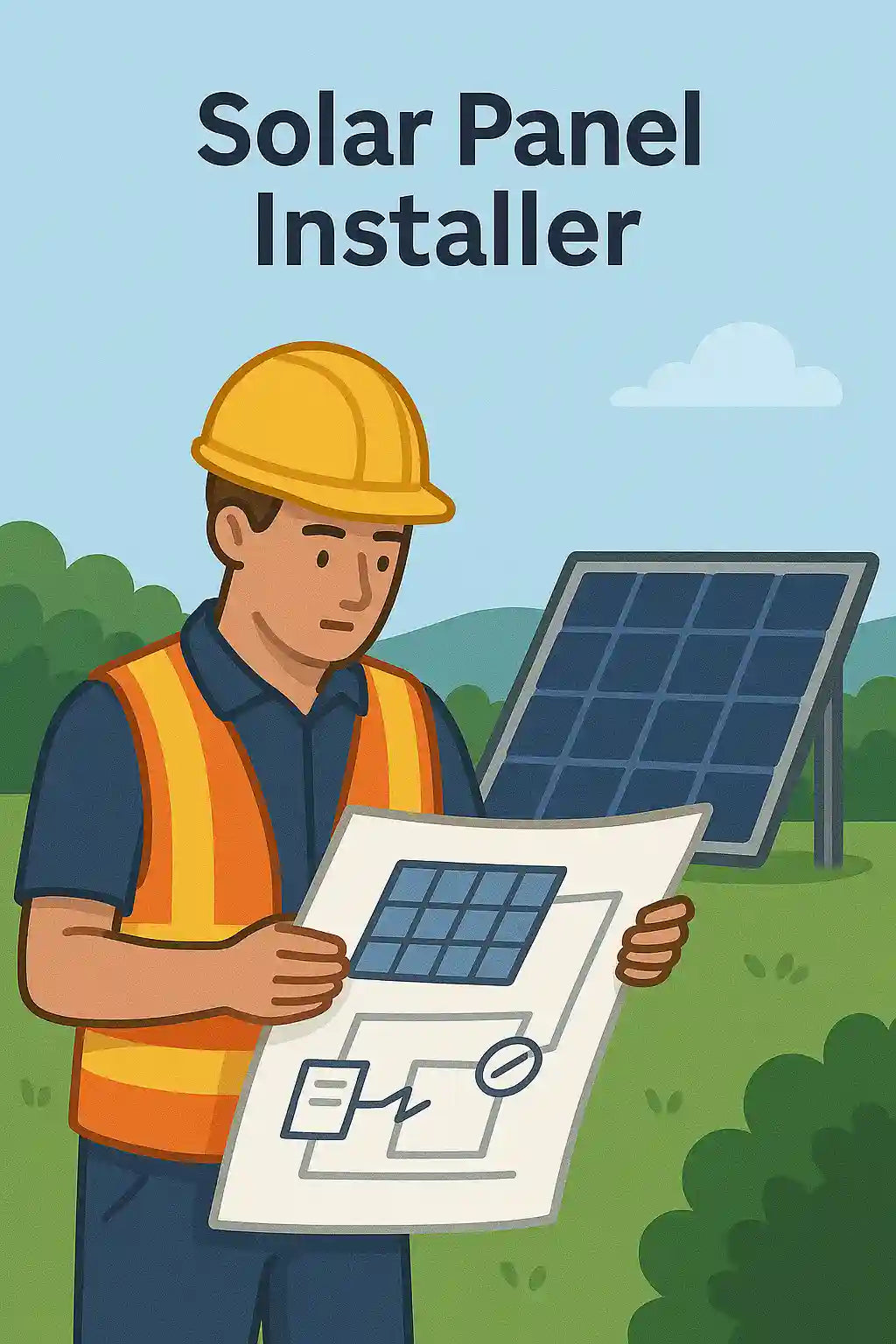 Engineer wearing a safety helmet fitting a solar inverter