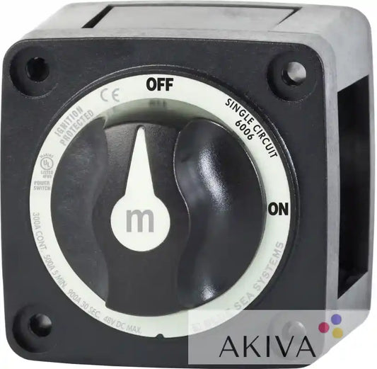 Blue Sea Systems black m-Series battery on/off switch with knob
