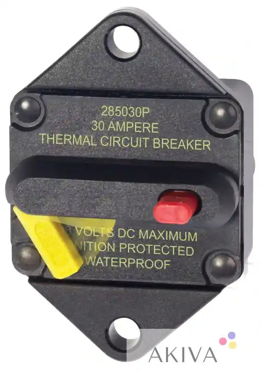 Blue Sea Systems 30A black diamond thermal circuit breaker with red reset