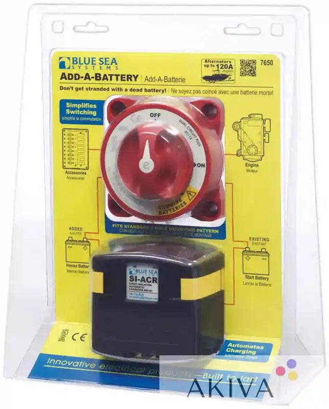 Blue Sea Systems BSS Solenoid Add A Battery 65A with red black relay