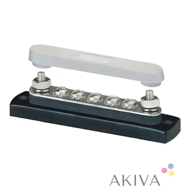 Blue Sea Systems MiniBus CommonBus with black base, silver bus bar, 6 terminals