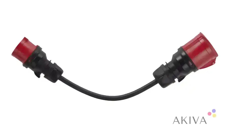 Red and black CEE16 red electrical adapter for off-grid power solutions and campervan systems